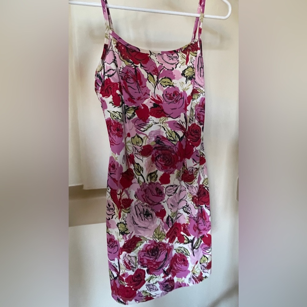 Sun Dress, Multi Color Floral, Scoop Neck, Spaghetti Straps